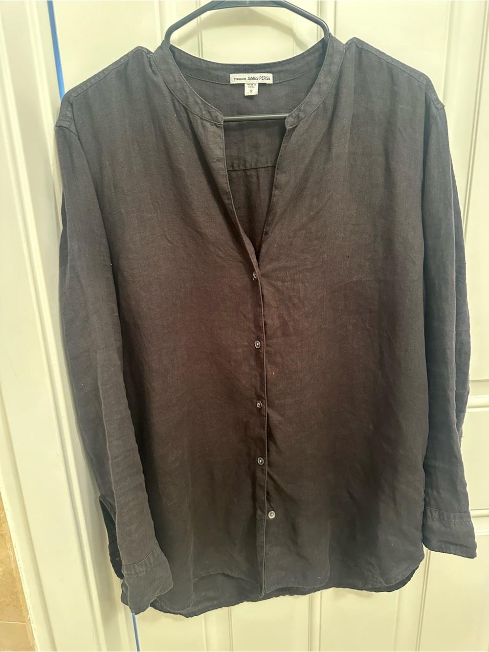 James Perse Women’s Black Button-Down Linen Tunic